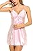 Avidlove Women's Satin Nightgown Lace Sleepwear Chemises Long Slip Pink S