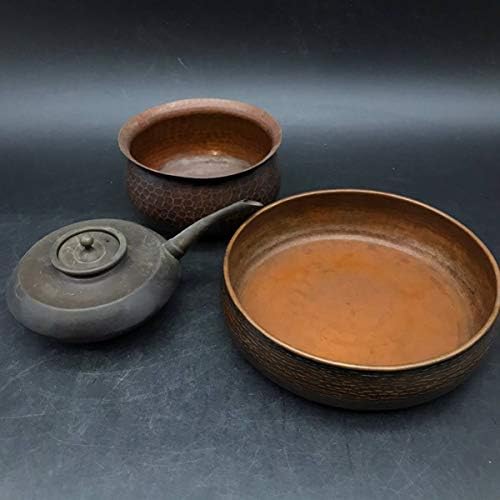 Xs 旧家蔵出 平建水 茶巾洗 茶こぼし 古銅製 黄銅銚子古銅急須