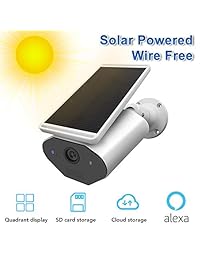 StartVision Outdoor Solar Powered Security Camera, WiFi IP Camera with Motion Detection Alarm, Night Vision and Cloud Storage, Quadrant Display Multi-Users Access Built in Battery, IP65 Waterproof