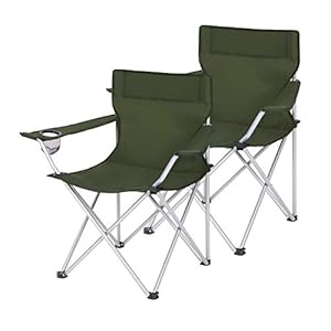 SONGMICS Campingstoelen, set van 2, klapstoelen, outdoor stoelen met armleuningen en drinkhouder, stevig frame…