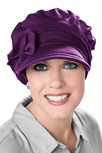 Versatility Newsboy Hat-Caps for Women with Chemo Cancer Hair Loss Luxury Bamboo - Plum