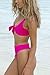 ESONLAR Ladies Flowy Cropped Tank Brazilian Thong 2PCS Bikini Bathing Suit Rosy L