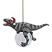 Design Toscano Blitzer the T Rex Dinosaur Christmas Tree Ornament, 5 Inch Long, Cast Stone Resin with Glass Ball, Green Glitter Finish
