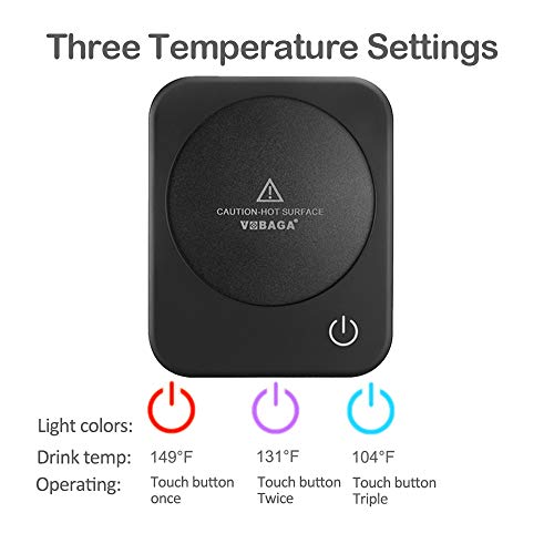 Coffee Mug Warmer, VOBAGA 4 Hours Auto Shut-Off Coffee Warmer Plate for Office Home Desk Use with 3 Temperature Settings, Electric Cup Warmer For Cocoa,Tea, Milk, Black (No Cup)