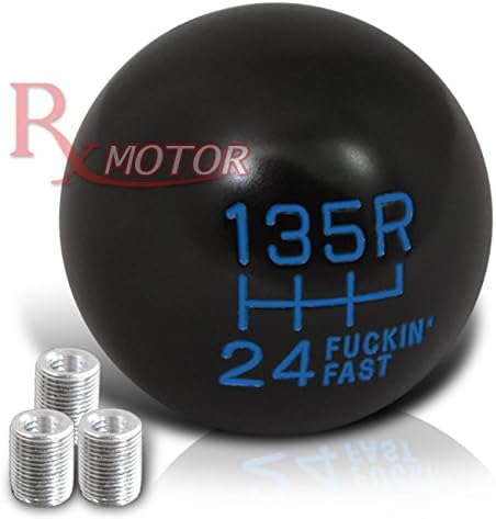 Rxmotor Fing Fast Shift Knob for 6 Speed Short Throw Shifter (Reverse on Top) + M8x1.25, M10x1.5, M12x1.25 Adapter Thread (BLACK-BLUE)