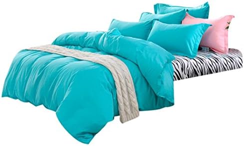 Christmas Gift at Home, Egmy 1500 Series Sheet Bedding Set Solid Multiple Colors Single Twin Full Queen Double King (Queen Size 4pcs, Blue)