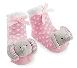 Mud Pie Baby-Girls Newborn Elephant Rattle Socks, Pink, 0-12 Months