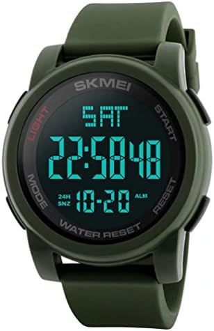 Men's Digital Sport Watches Led Electronic Waterproof Wrist Watch with Alarm Stopwatch Dual Time Zone Backlight Calendar Date Window - Green