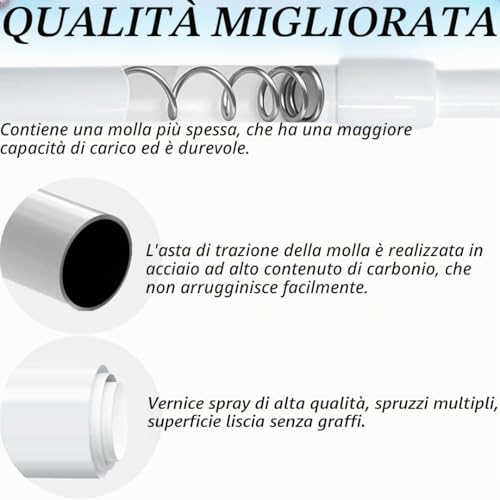 2 Units Extendable Curtain Poles, Curtain Poles, No Drilling Required, White, 45-60 cm