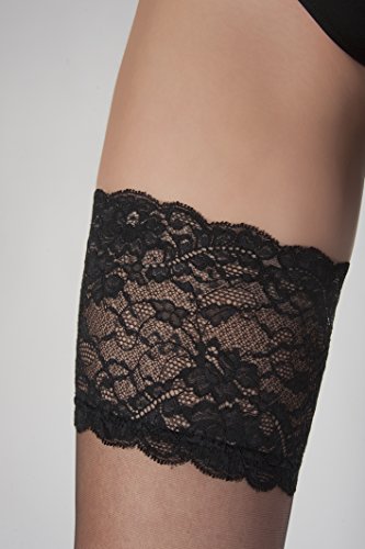 WOOTI-Autoreggente-Velatissimo-8-den-ROMANA-Calza-adatta-alle-Cerimonie-Disponibile-in-diversi-colori-Bianco-Seta-Nero-Balza-Floreale-alta-135-cm-Sexy-Elegante