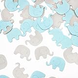 Blue Elephant Confetti Elephant Scatter Baby Shower Decoration for Boy Baby Shower Birthday Party Supplies Elephant Theme Party Supplies (Blue+Gray) 200 Pieces