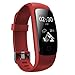 moreFit Fitness Tracker, Touch Activity Tracker HR Waterproof Heart Rate Monitors Smart Bracelet Wristbands Steps Miles Calorie Counter with Sleep Tracker for Women Men Kids (Red)