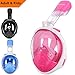TGNAZET Full Face Snorkel Mask Kids, 180° Easy Breathe and GoPro Compatible with Anti-Fog & Anti-Leak Pink