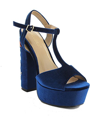 blue velvet platform heels