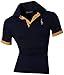 jeansian Mens Dress Casual Slim Fit Short Sleeve T-Shirts D313 Navy L