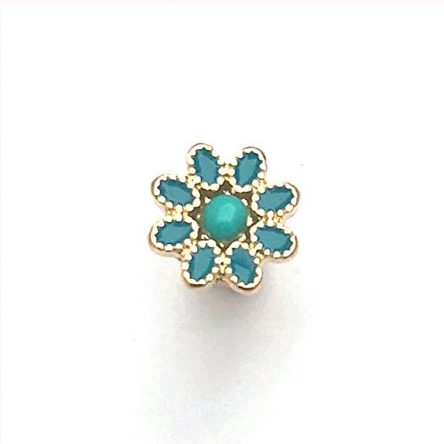 Turquoise Gold Daisy Flower Barbell Cartilage Labret Studs Lip Monroe Tragus 6mm Bar