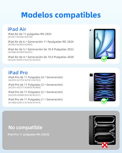 Bettdow Keyboard for iPad Air 11" M4 2026/M3 2025/M2 2024, Spanish Ñ Lightweight Aluminum Alloy Magnetic Floating Design Keyboard with Trackpad for Air 5th/4th 10.9"/iPad Pro 11" 4th/3rd/2nd/1st, Black