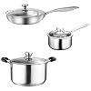 Kookgerei Set, Roestvrij Staal Pot & Pan Sets, Inductie Saucepan Set, Melk Pans Set,Fry Pan met Glas deksel Pot&Frying…