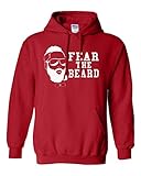 City Shirts Fear The Beard Harden Basketball Houston Sweatshirt Hoodie (Large, Red)