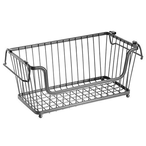 mDesign Modern Farmhouse Metal Wire Household Stackable Storage
