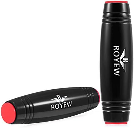 Amazing Desk Toy, ROYEW Spinner Stick Fidget Toy Easy to Flip Roll Made of ABS Plastic Desktop Hand Toy Anxiety Release for Office Home Party Class Bar โ Black