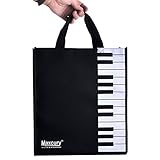 Piano Keys Music Waterproof Oxford Cloth Handbag Shoulder Tote Shopping Bag Gift (Black-MG-339)