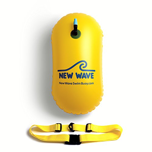 New Wave Swim Bubble for Open Water Swimmers and Triathletes - Swim Safety Buoy Float (Yellow)