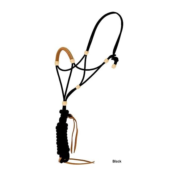 Mustang-Elite-Rope-Halter-with-Leather-Nose-Black