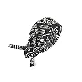 Tinksky Fashion Cutlery Style Chefs Hat Kitchen Catering Skull Cap Ribbon Cap Turban (Black+White)