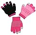 N'Ice Caps Girls Magic Stretch Gloves 3 Pair Pack Assortment (6-12 Years, Fuchsia/Black Neon Pink/Pink)