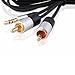 DTECH 1.5 Feet 3.5mm to 2 RCA Male Stereo Audio Cable 1.5ft, Auxiliary Aux Jack Dual Phono Y Splitter Adapter Cord for Car, Phone