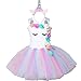 HJTT Girls Unicorn Costume Pastel Flowers Toddler Kids Princess Tutu Dress Up Clothes for Halloween Birthday Party Outfit