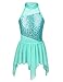 YEAHDOR Big Girls' Lyrical Latin Ballet Dance Costumes Dresses Halter Sequins Irregular Tutu Skirted Leotard Dancewear