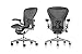 Herman Miller Aeron Tilt Limiter Task Chair, Adjustable Vinyl Arms, Graphite Frame / Carbon Classic Pellicle, Size B (Medium) (Renewed)