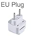 TESSAN Grounded Universal Travel Power Strip European Plug Adapter USA to The More of Europe Travel Prong Converter Adapter Plug Kit for The More of Europe(Type C)- 3 Pack(White)