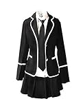 Evalent Japanese Anime Clothes Classic Navy Sailor Suit Short Sleeve Girl Students School Uniforms White (L, Black)