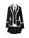 Evalent Japanese Anime Clothes Classic Navy Sailor Suit Short Sleeve Girl Students School Uniforms White (L, Black)