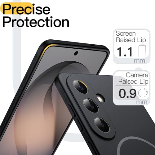 JETech Slim Magnetic Case for Galaxy S26 Plus, Non-Slip, Black | Compatible with MagSafe, Full Camera Lens Protection, Soft TPU Case, Anti-Shock