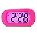 Girls Alarm Clock, Samshow Desk Clock, Travel Alarm Clock, Portable Clock, Simple Setting, Snooze Light, Shockproof, Large LED Screen, Progressively Louder Wake Alarm Clock, Battery Powered (Pink)