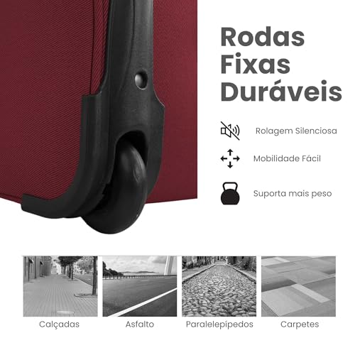 SANTINO Bolsa de Viagem Poliéster com Rodinhas Puxador Retrátil Amplo Espaço Alças Reforçadas Cadeado Leve Versátil Bordo