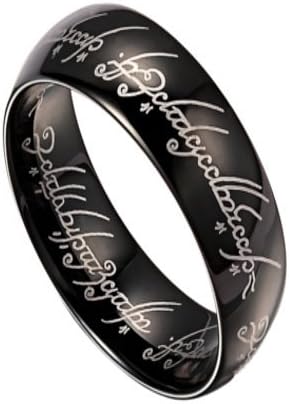 Amazon Co Jp ロードオブザリング ブラックタングステンバンド エルフ語のスクリプト 8mm Jewelry