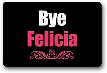 AfagaS imaginative Funny Word Bye Felicia Pink Black Rectangle Front Door Mat Large Outdoor Indoor Entrance Doormat Durable Rug Size: 23.6x15.7 Inches