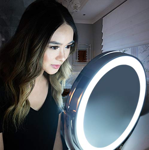 Zadro Polished Nickel Surround Light Dual Sided Glamour Vanity Mirror, 5X / 1X Magnification