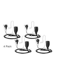 Howay 2-Pin Covert Tubo acústico Walkie Talkie auricular auricular con un auricular PTT Mic Compatible con Walkie Talkie Radio Two Way marcas (Kenwood, PUXING, Wouxun, Baofeng), negro - paquete de 4