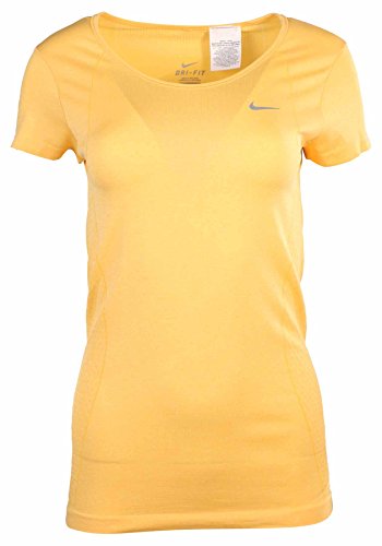 Nike Women's Dri-FIT Knit Short-Sleeve Running Shirt, Atomic Mango, Small