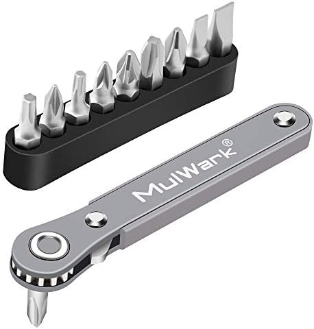 Right Angle Ratcheting Screwdriver & Bit Set - 90° Hex Drive For Tight Spaces (11 Pc)