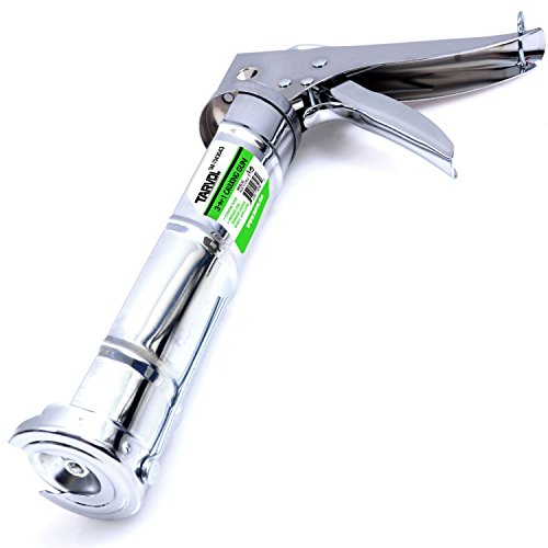 3 in 1 Caulking Gun (HEAVY DUTY CHROME PLATED) Fits Standard Size 10oz Caulk - Refillable 3 in 1 Design Includes Built in Cutter and Puncher Tool - Perfect for Industrial & Home Use!