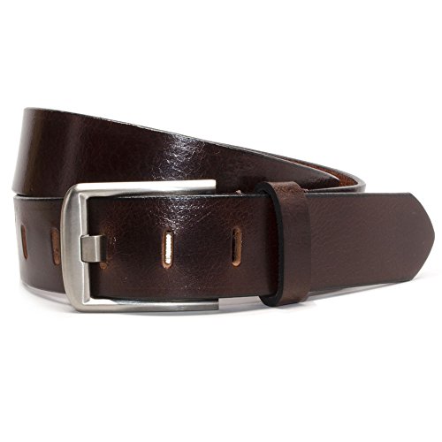 Titanium Wide Pin Brown Belt - Nickel Smart - Full Grain Leather Belt with Nickel Free Titanium Buckle - 42