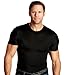 Insta Slim by I.S. PRO | Made in USA | Men’s Slimming Compression Fitted Body Shaper Short Sleeve Crew-Neck T-Shirt for Instant 5 Inch Slimmer Look, Undershirt & Back Support (3 Pack) Black-LG