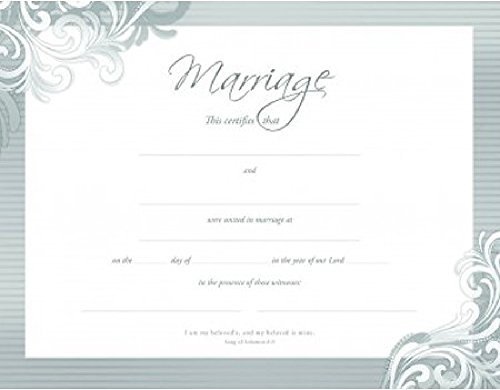 Certificate-:W-Marriage (Premium Stock Silver Foil Embossed) (Pk/6)